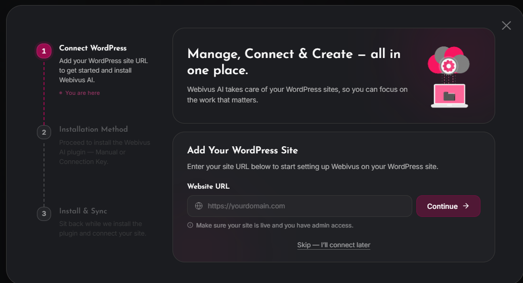How to connect WordPress website with Webivus?